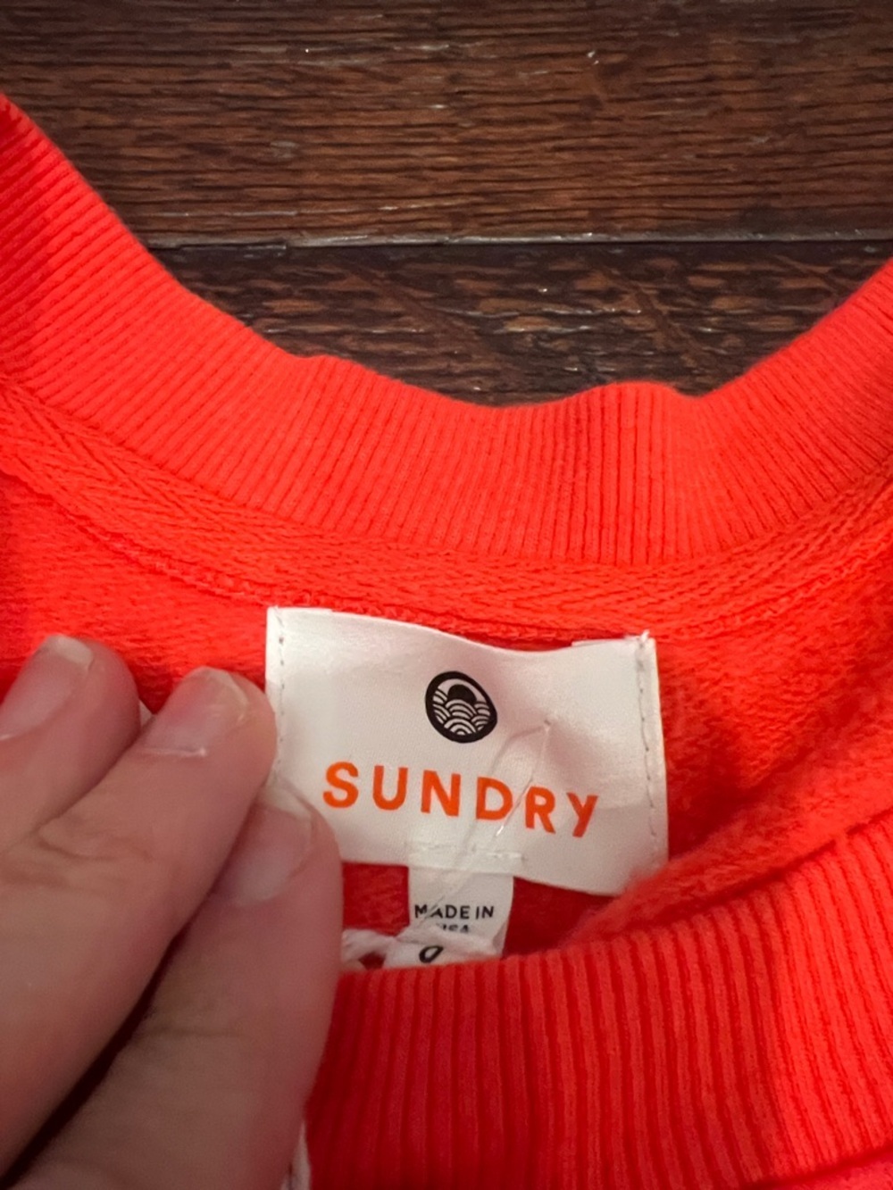 Sundry Neon Orange Crewneck Sweatshirt - Picture 2 of 4